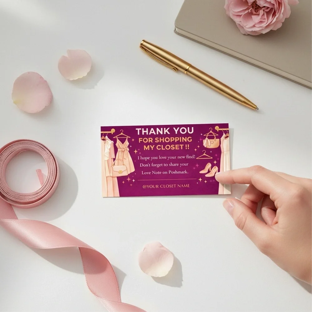 Custom Thank You Card for Poshmark Orders | Small Business Packaging Insert |50